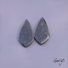 Pair of enameled copper charm earrings - green, blue, and purple background - foliage, purple flower, aqua blue
