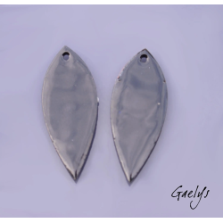 Paire de charm cuivre émaillé pour boucles d'oreille - vert degradé / rose / violet / bleu canard - longue feuille