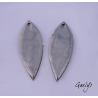Paire de charm cuivre émaillé pour boucles d'oreille - vert degradé / rose / violet / bleu canard - longue feuille