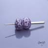 Floral Lampwork Beads - Rondelle Bead Duo - Hydrangeas - purple on White