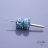 copy of Floral Lampwork Beads - Rondelle Bead Duo - Hydrangeas - inky blue on White