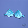 Paire de charm cuivre émaillé pour boucles d'oreille - bleu turquoise / bleu canard / bleu milky - Poissons