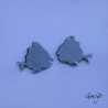 Paire de charm cuivre émaillé pour boucles d'oreille - bleu turquoise / bleu canard / bleu milky - Poissons