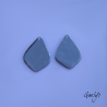 Paire de charm cuivre émaillé pour boucles d'oreille - fond  vert et violet - feuillage, fleur violette, ivoire