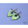 Cendrade - boucles oreilles cuivre emaillé - Motif végétal - montage Brute sur cuivre et étain melangé