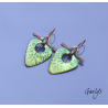 Cendrade - boucles oreilles cuivre emaillé - Motif végétal - montage Brute sur cuivre et étain melangé