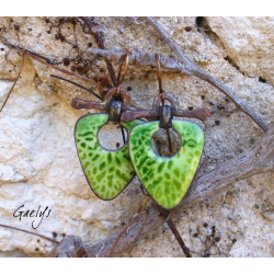 Cendrade - boucles oreilles cuivre emaillé - Motif végétal - montage Brute sur cuivre et étain melangé