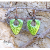Cendrade - boucles oreilles cuivre emaillé - Motif végétal - montage Brute sur cuivre et étain melangé