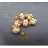 Perles lampwork Gaelys - Set de 6 perles - ivoire / ambre
