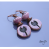 Tigsty - boucles d'oreille, perle céramique raku, mauve/ anthracite , métal cuivré