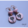 Tigsty – earrings, Raku ceramic bead, mauve/anthracite, copper-tone metal