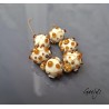 Perles lampwork Gaelys - Set de 6 perles - ivoire / ambre
