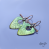 Cendrade - boucles oreilles cuivre emaillé - Motif végétal - montage Brute sur cuivre et étain melangé