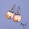 Piou - boucles d'oreille cuivre et laiton - Style Bohême - Petits oiseaux