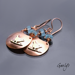 Piou - boucles d'oreille cuivre et laiton - Style Bohême - Petits oiseaux