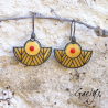 Ani – enamel-on-copper earrings – geometric shape – Gaelys style – mustard yellow – black metal stamping