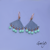 Jared – Teal/turquoise earrings, charms, enamel on copper – Boho-chic style – fully adorned with charms