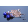Maréline - boucles oreilles lampwork bleu cobalt - charms en cuivre gravés à l'eau forte