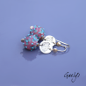 Katy - earrings - lotus stamping - pink/turquoise floral beads - Katerina Sojkova