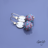 Katy - earrings - lotus stamping - pink/turquoise floral beads - Katerina Sojkova