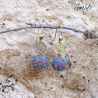 Katy - boucles d'oreilles - estampe Lotus - perles à fleur rose / turquoise - Katerina Sojkova