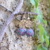 Katy - earrings - lotus stamping - pink/turquoise floral beads - Katerina Sojkova