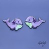 Paire de charm cuivre émaillé pour boucles d'oreille -vert / violet - baleine