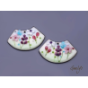 Paire de charm cuivre émaillé pour boucles d'oreille - bleu pâle / vert pâle / prune / rose / blanc / aqua - éventail