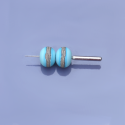 Perles Lampwork - duo de perles - unies une ligne silvered