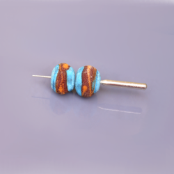 Multicolor lampwork beads – bead duo – multicolor – ultra-matte – pumice finish