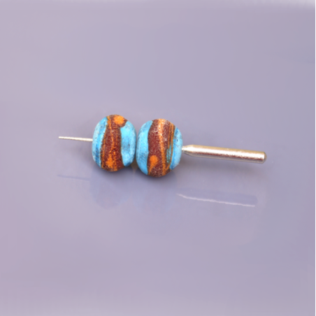 Perles Lampwork multicolore - duo de perles - multicolore - Ultra depolie - pierre ponce