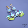 Fannie - boucles d'oreilles - Bird House-  perles lampwork depolies - nichoir