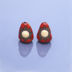 Raku ceramic beads – red bell shape