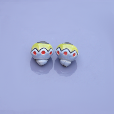 Raku ceramic beads – pear shape, blue, green, and red