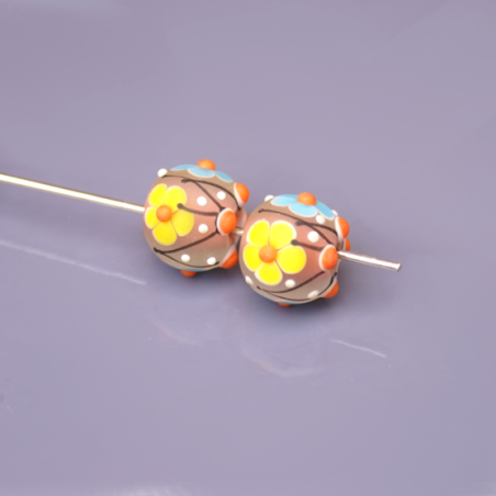 duo de perles rondes à fleur - verre depoli