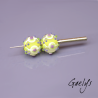 Perles Lampwork "Glacée"- duo de perles rondes - vert citron et violet - verre depoli