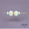Perles Lampwork "Glacée"- duo de perles rondes - vert citron, transparent, bleu turquoise, violet - verre depoli