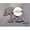 Beber le bear - Petite broche ours - Email sur cuivre - bleu ciel / flocon argent / platine