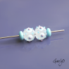 Petites Perles Lampwork "Glacée"- duo de perles rondes - transparent, bleu turquoise, violet - verre depoli