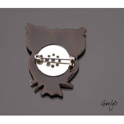 Hiby - Petite broche hiboux stylisé - Email sur cuivre - turquoise, orange