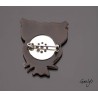 Hiby - Petite broche hiboux stylisé - Email sur cuivre - turquoise, orange
