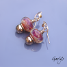 Failie - boucles d'oreille vermeil or rose, lampwork borosilicate