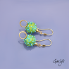 Ernest - earrings - green/turquoise floral beads - Katerina Sojkova - vermeil/brass setting