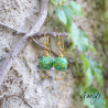 Ernest - earrings - green/turquoise floral beads - Katerina Sojkova - vermeil/brass setting