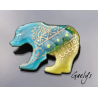 Justin le bear - Petite broche ours - Email sur cuivre - turquoise , vert anis - murine