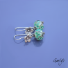 Pascaline – silver earrings, blue-green and ivory floral beads – flower-shaped ear wires