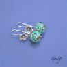 Pascaline – silver earrings, blue-green and ivory floral beads – flower-shaped ear wires