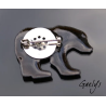 Justin le bear - Petite broche ours - Email sur cuivre - turquoise , vert anis - murine