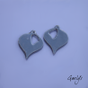 Paire de charm cuivre émaillé pour boucles d'oreille - fond  vert et bleu ciel - feuillage, fleur violette, bleu prevenche
