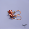 Viola – lampwork earrings, dark red with orange dots – copper